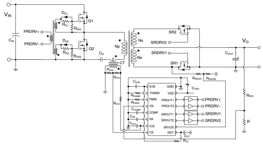 Schematic - onsemi NCP4390 Controller for LLC Resonant Converters